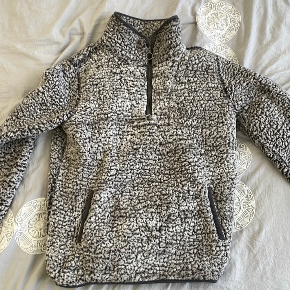 Fluffy Grey Quarter Zip